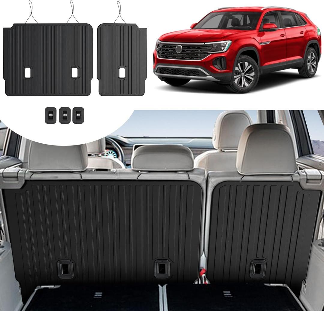 2nd Backrest Mat for 2018-2025 2026 Volkswagen VW Atlas (Not for Cross Sport)-All Weather TPE Seat Back Cover Protection Kick Mats for 2025 VW Atlas SE SEL Peak Edition Accessories-7 Seats