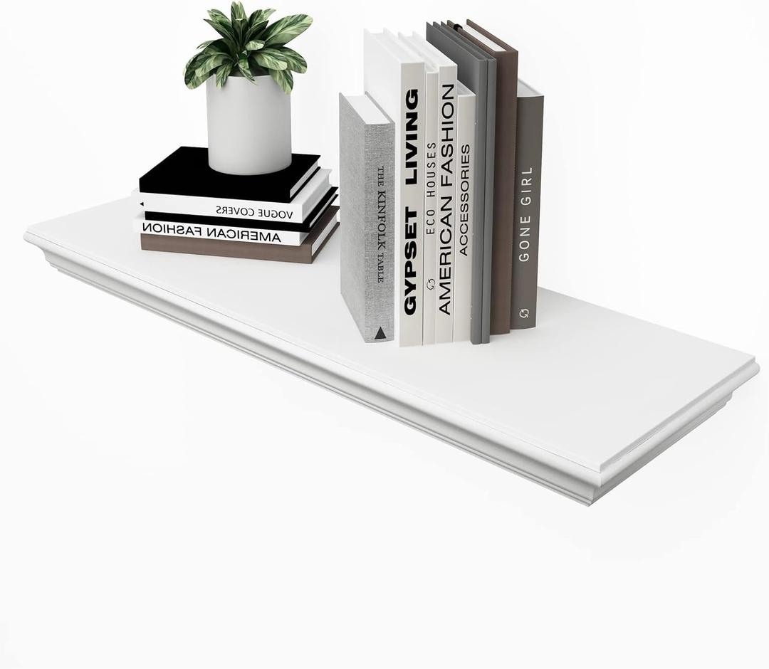 WELLAND Floating Shelves White Floating Shelves White Deep, Floating Shelves White 24 Inch