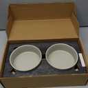 SPUNKYJUNKY Ceramic Dog and Cat Bowl with Wood Stand Non-Slip Matte Glaze Weighted Food Water Set for Cats &Small Dogs 13.5OZ (1.7 CUPS, Grey  2)