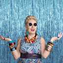 Twinkle Star 4 Pack Photo Booth Backdrop 3FT x 8FT Metallic Tinsel Foil Fringe Curtains Environmental Background Streamers for Birthday Wedding Party Christmas Decorations (Light Blue)