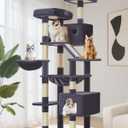 Taoqimiao Cat Tree 71-Inch, Cat Tower for Indoor Cats Large Adult, Multi-Level Large Cat Condo, 8 Sisal Scratching Posts, Metal Frame Cozy Hammock, Scratch Board, 2 Top Perches, Smoky Gray MS026LG