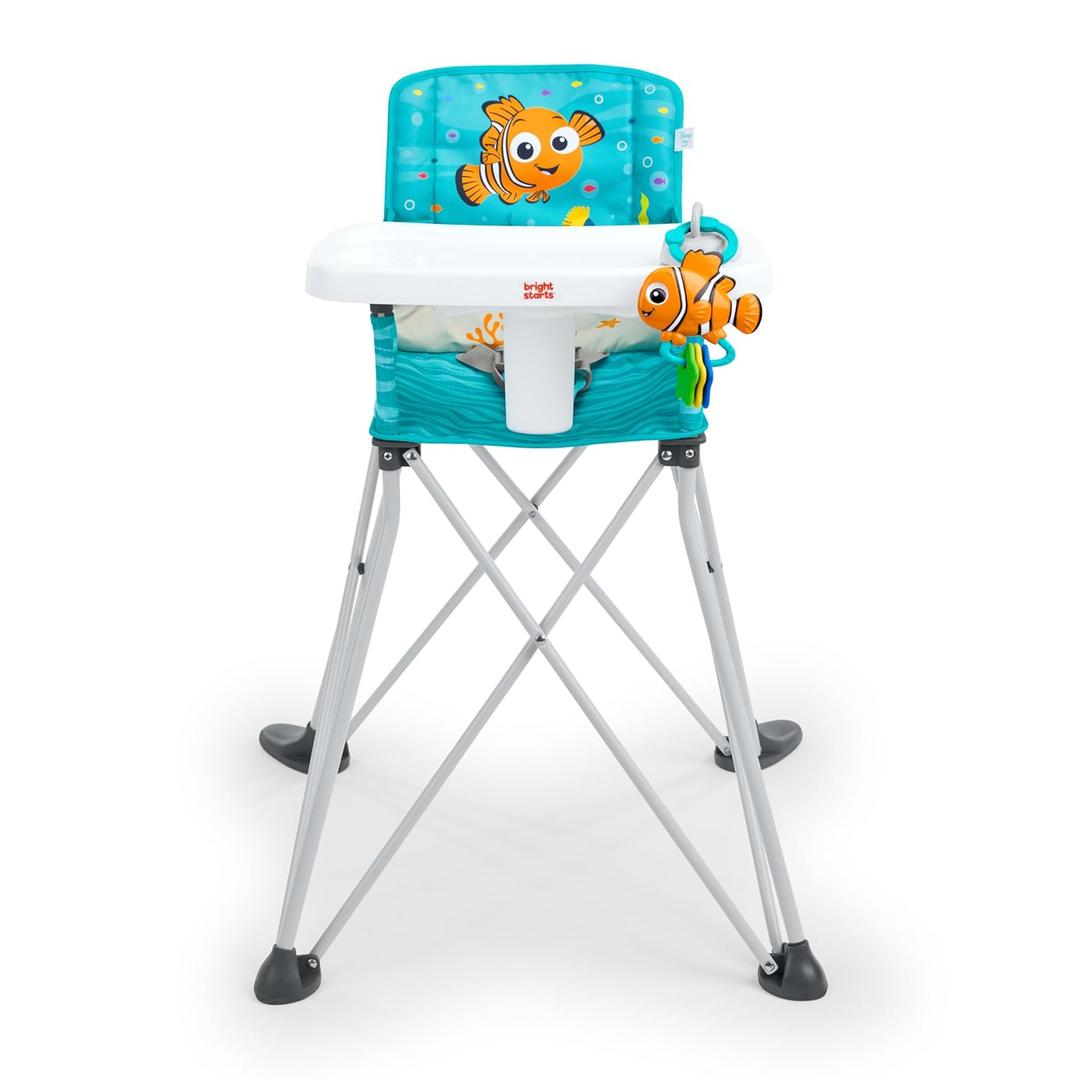 Bright Starts Disney Baby Finding Nemo Pop n Dine Portable Highchair, Suction Cup Nemo Toy, Space Saving High Chair for Indoor/Outdoor Dining with Fast, Easy, Compact Fold, 6 Months - 45 Pounds
