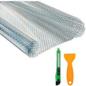 Car Honeycomb Graphic Headlight Tint, Gloss Holographic Laser Auto Taillight Film with Squeeze & Cutter, Self Adhesive Honeycomb Type Fog Light Cover Trim for Cars Vans SUVs (Transparent)