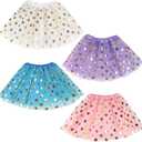 Koogel Tutu for Toddler Girls, 4PCS Toddler Tutu Dress Up Clothes Tulle Skirt for Birthday Princess Costume Party Favor