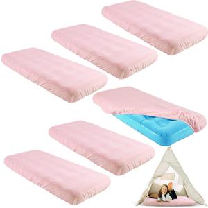 Breling Kids Air Mattress Fitted Sheets Compatible with Intex Cozy Kidz (Sheet Only) Toddler Inflatable Mattress Sheets for Kids Sleepover Party Travel Camping Airbed(Pink,6 Pcs)