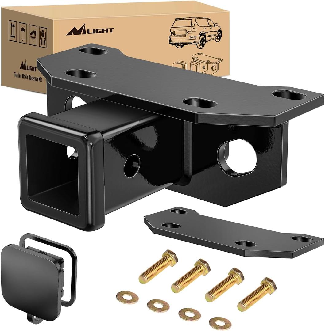 Nilight 2 Inch Rear Trailer Hitch Receiver Kit for 2010 2011 2012 2013 2014 2015 2016 2017 2018 2019 2020 2021 2022 2023 2024 Lexus GX460 with Rubber Stopper and Adjustment Plate