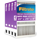 Filtrete 20x25x4 Air Filter, MERV 12, MPR 1550, 4 HVAC Filters