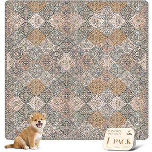 nunubaby Washable Pee Pads for Dogs, Stylish, Non-Slip and Leak-Proof Pee Pads. Reusable Potty Pads for Dogs for Crates and Floors (Brown/Multi, 72" x72" )
