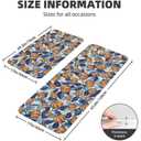 Blue Burnt Orange Fall Kitchen Mat Sets of 2 Pumpkin Autumn Leaf Kitchen Rugs for Floor Home Decor Thanksgiving Harvest Decoration Low-Profile Mats,17x29 and 17x47 Inch