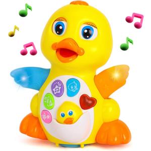 Yiosion Musical Flapping Yellow Duck Interactive Action Educational Learning Walking Light Up Dancing Toy for 1 Year Old Baby Toddler Infant