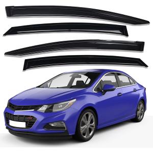 Lightronic Extra Durable Outside-Mount Auto Vent Window Visor, Fits 2016-2019 Chevrolet Cruze (EXCLUDES 2016 Cruze Limited), UV Protection Rain Guard, Original Wind Deflector, No-Drill, Smoke, 4-Pcs