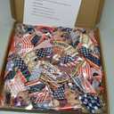 250th Anniversary Patriotic Wreath - 18 Inch Front Door Decor with Wooden Eagle Pattern & Red White Blue Ribbon (Glued on Fabric Base), Handcrafted for 4th of July Independence Day