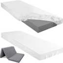 Breling Fitted Sheet (Sheet Only) Compatible with Milliard Trifold Mattress Folding Mattress Fitted Microfiber Bedclothes for Camp Bunk Rvs Bed(White,2 Pcs,Single,4'')