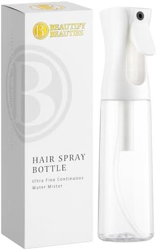 BeautifyBeauties Spray Bottle For Hair – Continuous Mister Spray Bottle for Hairstyling, Cleaning, Plants, Pets, Barbers, Salons, Essential Oil Scents (10.1 Ounce)