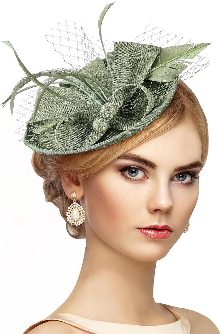 Zinniday Fascinator Tea Party Hat - 2026 Derby Pillbox Kentucky Hat for Women (7.87x5.9inch)