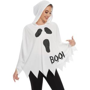 TMSD Women's Halloween Skeleton Ghost Funny Poncho Costume