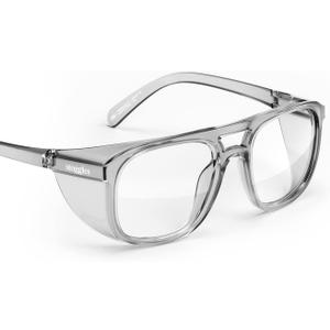 Stoggles Aviator Z87.1 Certified Safety Glasses, Blue-Light, UV Blocking Lens, Top & Side Shield, Anti-Fog, Stylish Eyewear (Charcoal)
