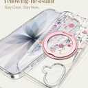 Loheckle for iPhone 17 Case - Compatible with MagSafe Stand Women Girls Cute Clear Girly Aesthetic Kawaii Unique Design Soft TPU Built-in Magnetic Stand Phone Cover for Apple 17, Purple Flower
