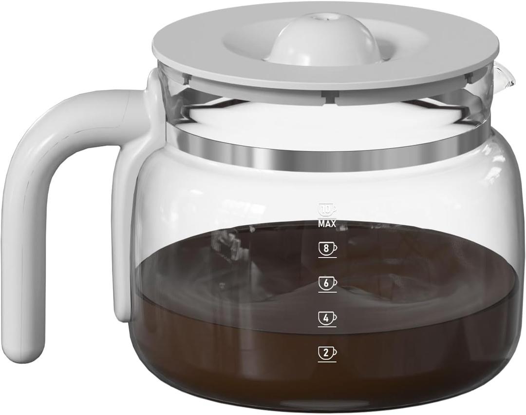 DCGC01 10-Cups Replacement Glass Carafe Pot Compatible with Smeg DCGC01 DCF02 DCG01 Overflow Coffee Maker