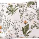 ECOCOTT 100% Cotton Pillowcases Standard Size, Floral Print Pattern Pillow Cover 2 Pack, Super Soft Envelope Closure Standard Pillow Case Set (Standard, 20"x26") (Green)