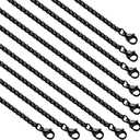 YOUBEIYEE 10 Pack Black Necklace Chain Bulk for Jewelry Making Stainless Steel Square Rolo Necklaces Set for Women and Men (20inch)