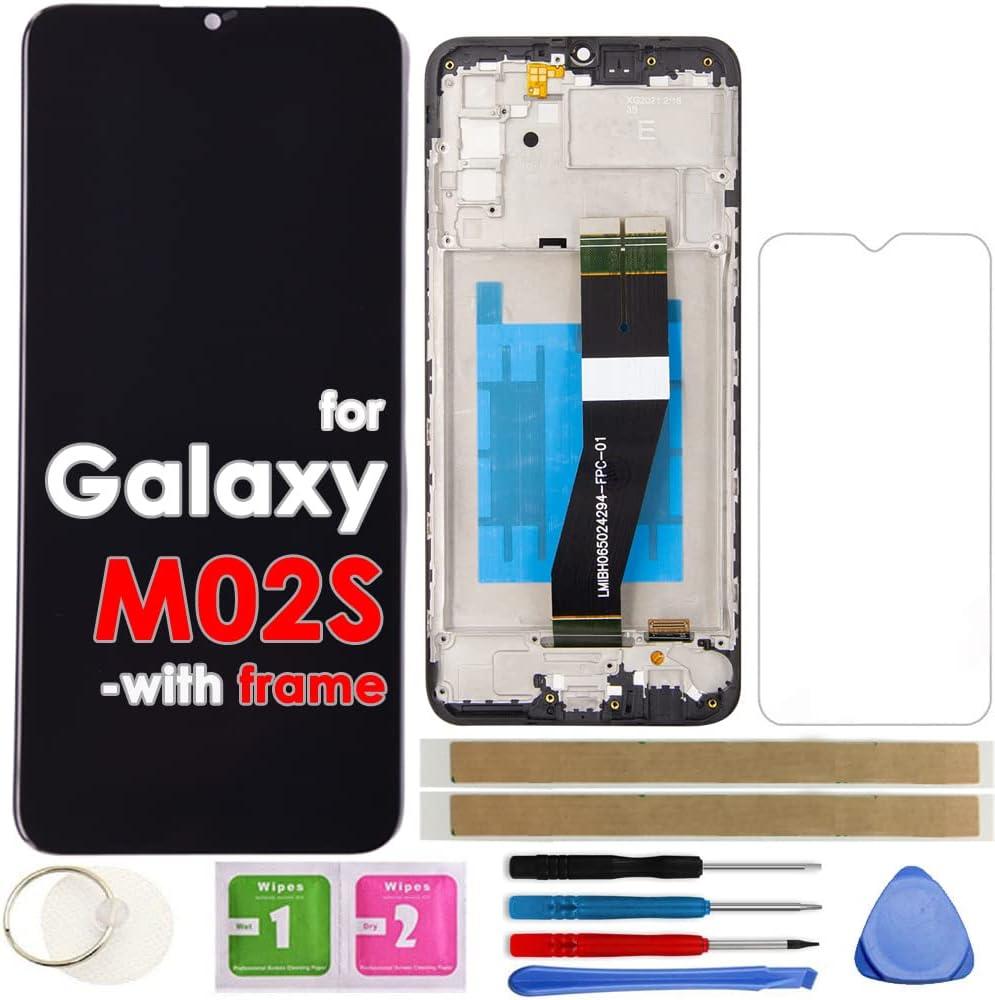 LCD Screen Replacement Touch Display Digitizer Assembly with Frame for Samsung Galaxy M02S A02S A025 A025A A025U A025V A025G (Not for A025F A025M)