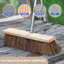 NICOFPHY 18" Push Broom Outdoor Heavy Duty - 65" Long Handle Large Wide Shop Broom, Commercial Stiff Palmyra Bristle Outside Broom Brush for Sweeping Concrete Floor, Garage, Patio, Shop, Yard, Lawn