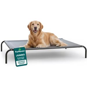 FurHaven Elevated Dog Bed, Cooling Raised Pet Cot with Breathable Mesh, Durable Steel Frame, Indoor/Outdoor Use, Easy Assembly, Jumbo XL, Nylon Mesh with Steel Frame, Graphite Gray