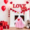 Valentine's Day Goose Outfit with Balloon for 23" Porch Goose Holiday Pink Red Heart Cloths Costume Valentines Party Outdoor Garden Patio Yard Lawn Art Decoration