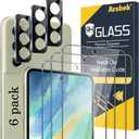 Galaxy S21 FE Screen Protector and Camera Protector, [3 Screen Protectors+3 Camera Protectors][Support Fingerprint] Tempered Glass Screen Protector for Samsung Galaxy S21 FE 5G