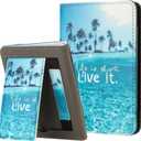 MonsDirect for 6.8" Kindle Paperwhite 11th Generation 2021 Case (Model: M2L3EK / M2L4EK), PU Stand Hard Cover, Auto Wake/Sleep with Hand Strap for Kindle Paperwhite & Signature Edition, Beach