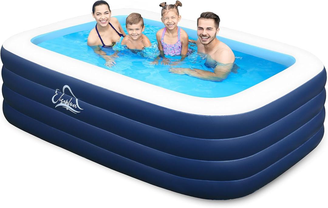 Inflatable Swimming Pool with 4 Air Chambers99"x60"x28" Heavy Duty Deepened and Thickened Kids Pool, Swimming Pool for Adults Kids Family, Blow up Pool for Backyard, Garden,Outdoor