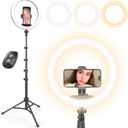 UBeesize 12 Selfie Ring Light with 62 Extendable Tripod Stand & Remote, LED Circle Light with Phone Holder for Video Recording/Makeup/Content Creator (YouTube/TikTok/Twitch), Phone, Camera & Webcam