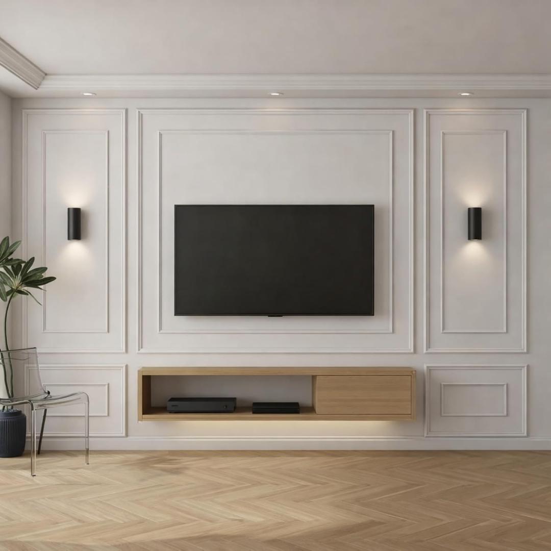 Pangda 3 Set Peel and Stick Wall Molding Kit Panel, 31x63in+78x63in