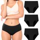 BAMBOO COOL Womens Period Underwear Light Flow High Waisted Leakproof Postpartum Maternity Panties Soft Breathable,3 Pack (Black, M)