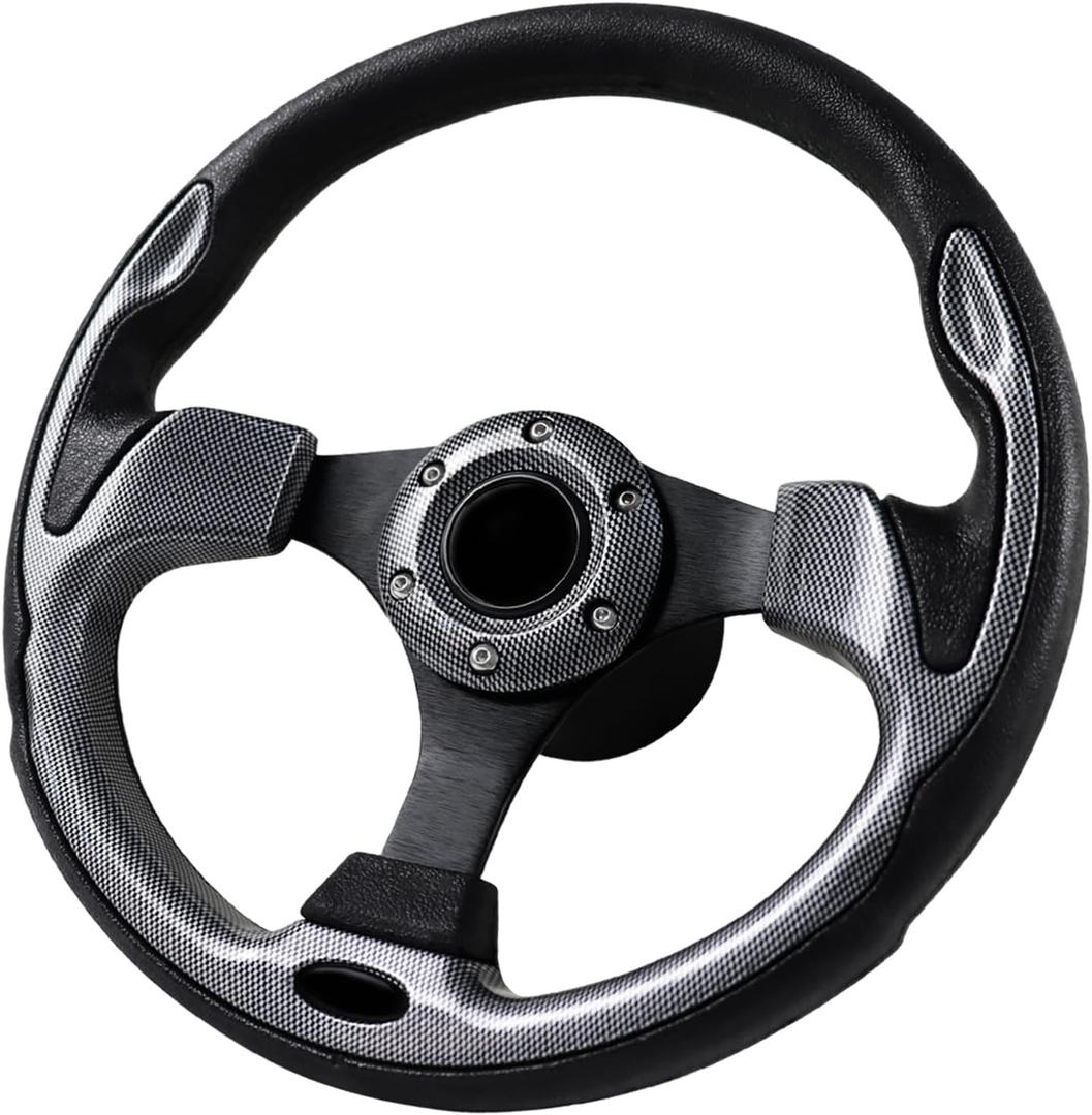 12.5 Inch Boat Steering Wheel with 3/4 Axle Marine Steering Wheel Adapter, Yachts, Pontoon Boats (Gray)