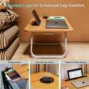 Lap Desk with Drawer, Tablet Slot, Cup Holder - Fits up to 18 Inch Laptops, Folding Bed Desk for Reading, Writing, Eating, Portable Laptop Table for Sofa, Coach, Floor (27.6", Walnut)