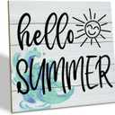 Hello Summer Wood Sign, Wood Plaque Table Art Sign, Summer Sunshine Sign, Decorative Wooden Table Sign, Summer Home Decor, Signs for Home Decor Shelf, Ocean Style Table Decor, Summer Lover Sign