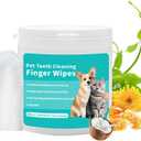 YUHUF-Pet Ear Cleaning Wipes, Pet Dental Care for Dogs & Cats by Reducing Plaque and Tartar Remove Bad Breath, Disposable Gentle Gum Care Pet Wipes, 50 PCS