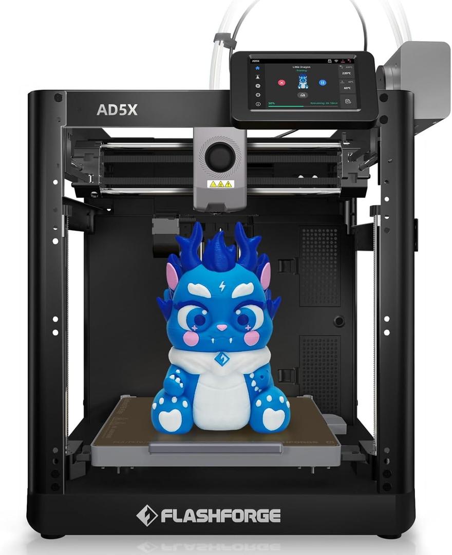 FLASHFORGE AD5X 3D Printer,Smart Multi-Color 3D Printer with IFS,Max 600mm/s High Speed 4 Colors Printing,Fully Auto Leveling,300C Direct Extruder,for PLA-CF,PETG-CF,Print Size 220x220x220mm