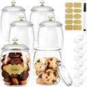 6 Pcs Candy Jars with Lids,Plastic Cookie Storage Jar Airtight Food Storage Containers Includes 6 Spoons + Label Stickers & Pen, 2.2L Clear Apothecary Jars for Kitchen Counter
