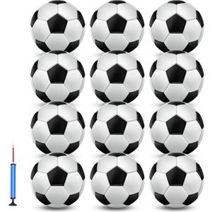 jiaonun 12 Pack Classic Soccer Balls Size 3/4/5 Inflatable with Pump for Kids,Youth and Adults, Black and White Soccer Ball Bulk