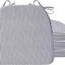 AAAAAcessories D-Shaped Chair Cushions, Featuring Ties and Removable, Machine-Washable Cover, 2'' Thick Seat Pads for Kitchen and Dining Rooms, 17'' x 16'', Set of 4, Pinstripe Dark Gray