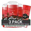 Old Spice Aluminum Free Deodorant for Men, 24/7 Odor Protection, 24/7 Freshness & Lasting Scent, Bearglove Scent, 3.0 oz with Travel Size Swagger Body Wash (Pack of 4)