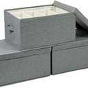ChicnChill Foldable Closet Storage Box With Adjustable Dividers, Pack 3, Made in Vietnam Drawer Storage Organizer, 17.3x13.4x9.4 inch Fiber Bins for Smart Organizing, Durable Oxford Boxes (Gray)