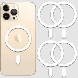 Metal Ring Compatible with MagSafe Sticker Designed for iPhone 12~17, Circle Magnetic Magnet Adapter Rings for Phone Case (White)