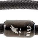 WIND PASSION - Paracord Bracelet for Men & Women | Nautical Bracelet Inspired by Sailor Sea Apparel | Handmade with Braided Rope and Magnetic Clasp | For Men and Women looking for a Sports, Athletic or Surf Style | Waterproof Resistant | (Small ( Wrist size 5.51 - 6.06 inch ), Black Magnet - Black pearl)