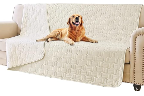 Waterproof and Anti-Slip Dog Bed Cover and Pet Blanket Sofa Pet Bed Mat ，car Incontinence Mattress Protectors Furniture Couch Cover for Most Cats Dogs, Pets（68x82- Ivory）