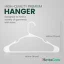 HevraCom White Plastic Hangers 50 Pack - Strong & Durable Non Slip Clothes Hangers for Closet, Space Saving Coat and Pant Hanger with Shoulder Grooves, Clipless Design