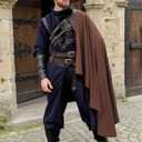 DAZCOS Renaissance Half Shoulder Cape Medieval Steampunk Shawl with Belt for Men Women LARP Costume for Halloween (Brown)